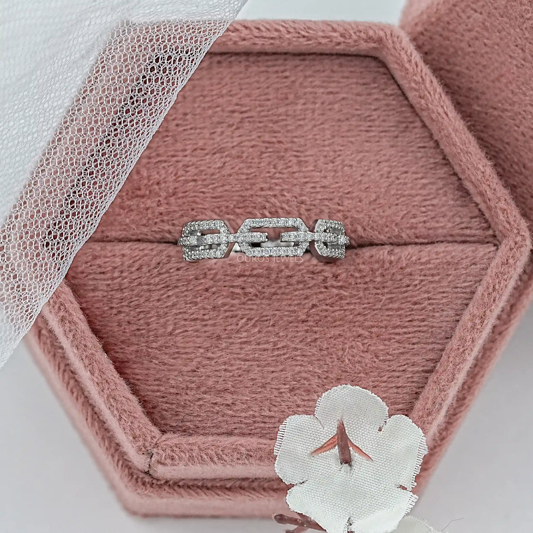 Round Cut Lab Diamond Chain Link Wedding Ring Rings