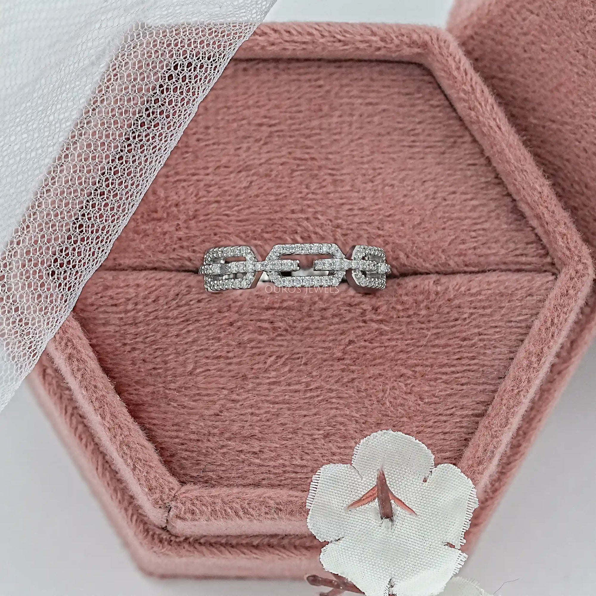 Round Cut Lab Diamond Chain Link Wedding Ring Rings