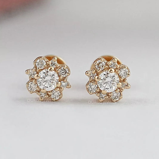 Round Lab Grown Cluster Diamond Studs Earring