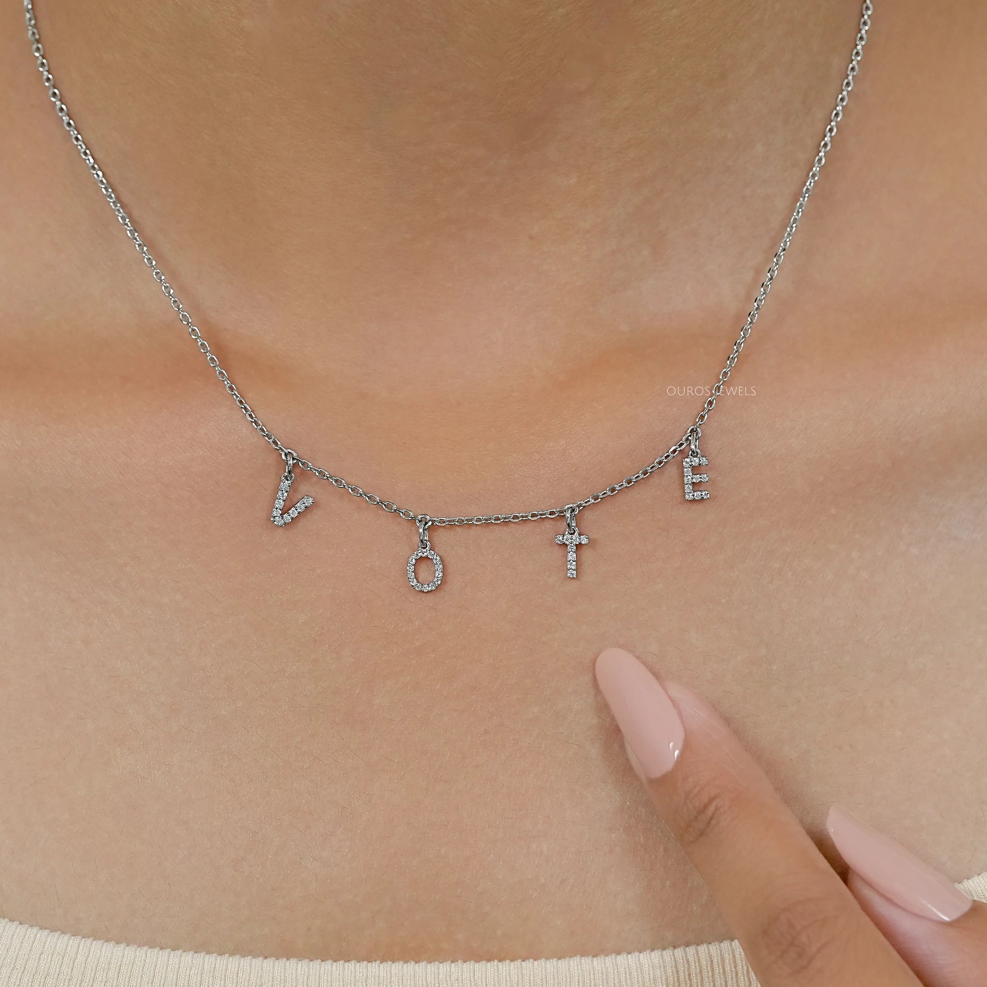 Customize VOTE Letter Round Cut Pendant