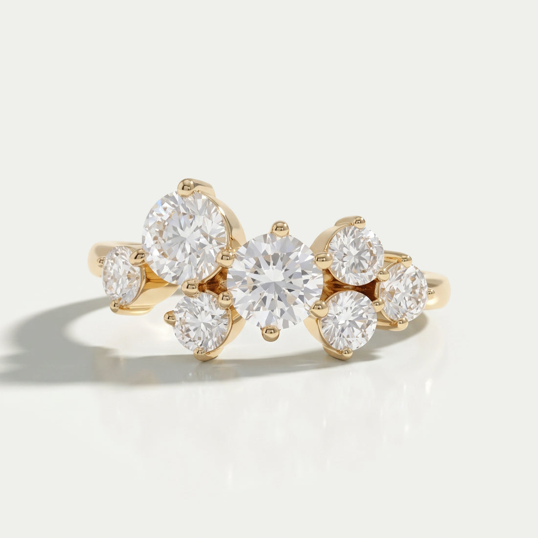 Round Lab Diamond Cluster Dainty Wedding Ring Rings