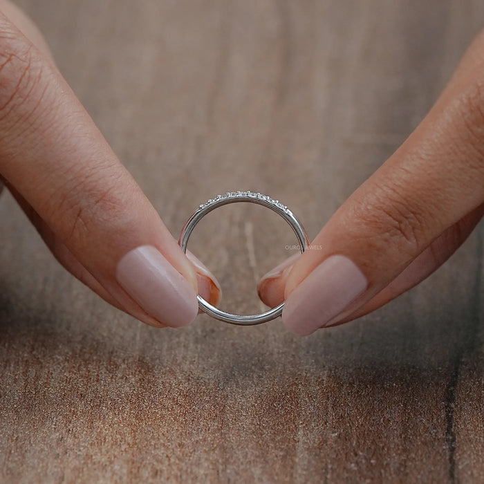 Round Lab Diamond Pave Set Wedding Band