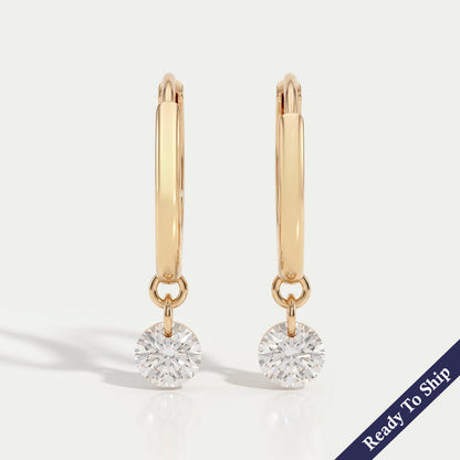 Round Lab Diamond Dangle Hoop Earrings Earring