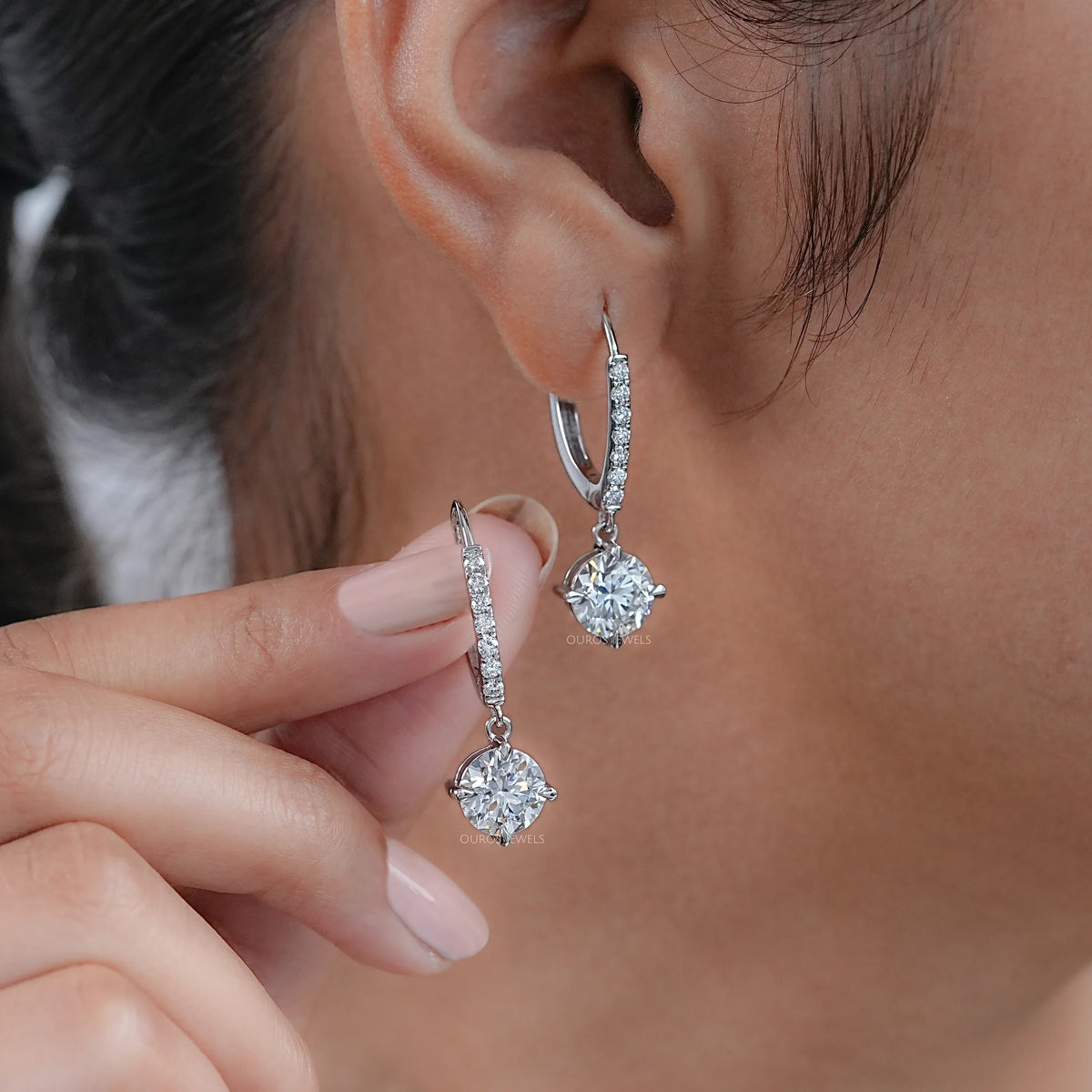 Round Lab Diamond Dangle Earrings Earring