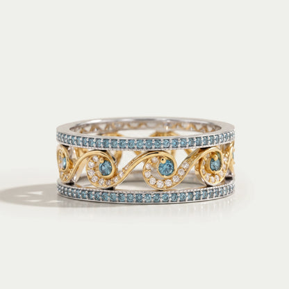 Round Diamond Double Row Micro Hollow Ring Rings