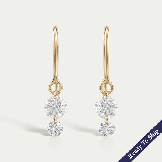 Round Lab Diamond Wire Hook Back Drop Earrings Earring