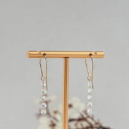 Lab Grown Round Diamond Wire Hook Back Dangle Earrings