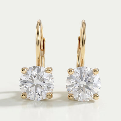 Round Diamond Solitaire Drop Earrings