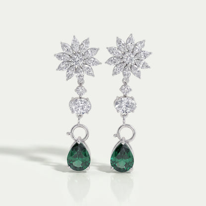 Drop Earring With Pear And Marquise Shape Diamond Earrings