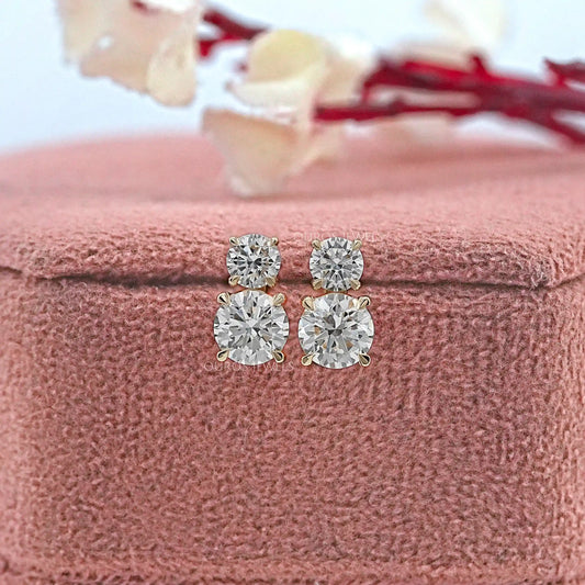 Round Lab Diamond Dual Stud Earrings Earrings