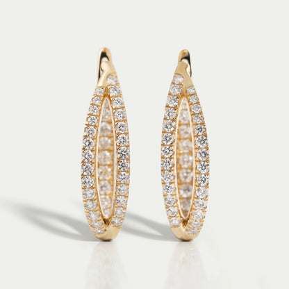 Round Cut Pave Set Duo Diamond Hoop Earrings Earring