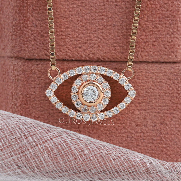 Round Cut Lab Diamond Evil Eye Pendant
