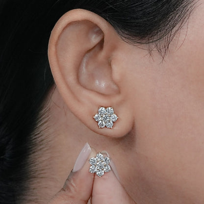 Round Diamond Floral Stud Earrings Earring