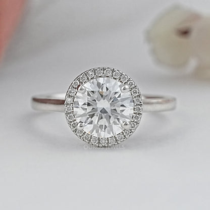Round Brilliant Cut Halo Diamond Solitaire Engagement Ring Ring