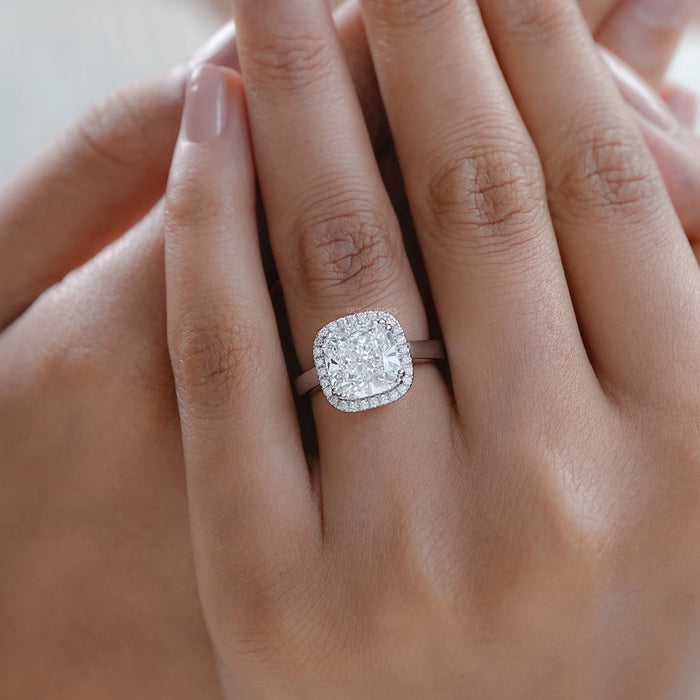 Cushion Lab Grown Diamond Halo Engagement Ring Rings