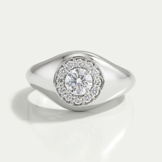 Round Cut Diamond Halo Ring For Men's