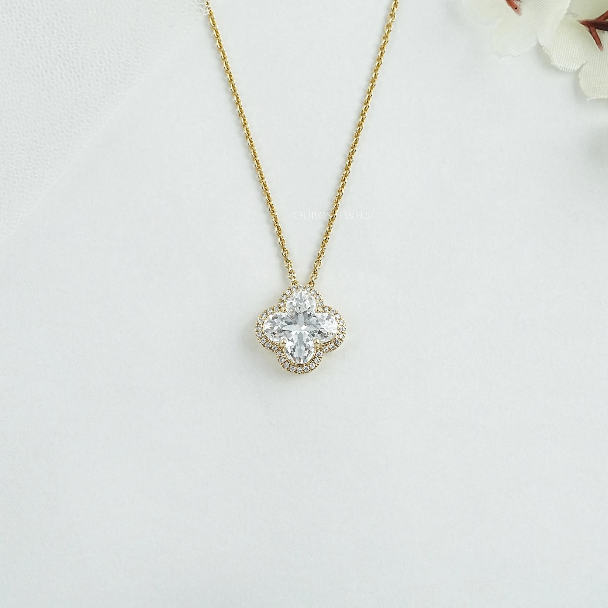 Floral Lab Grown Diamond Halo Pendant