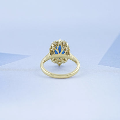 Sapphire Oval Gemstone Halo Engagement Ring Ring