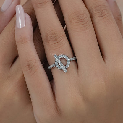 Open Circle Round Diamond Loop Engagement Ring Ring