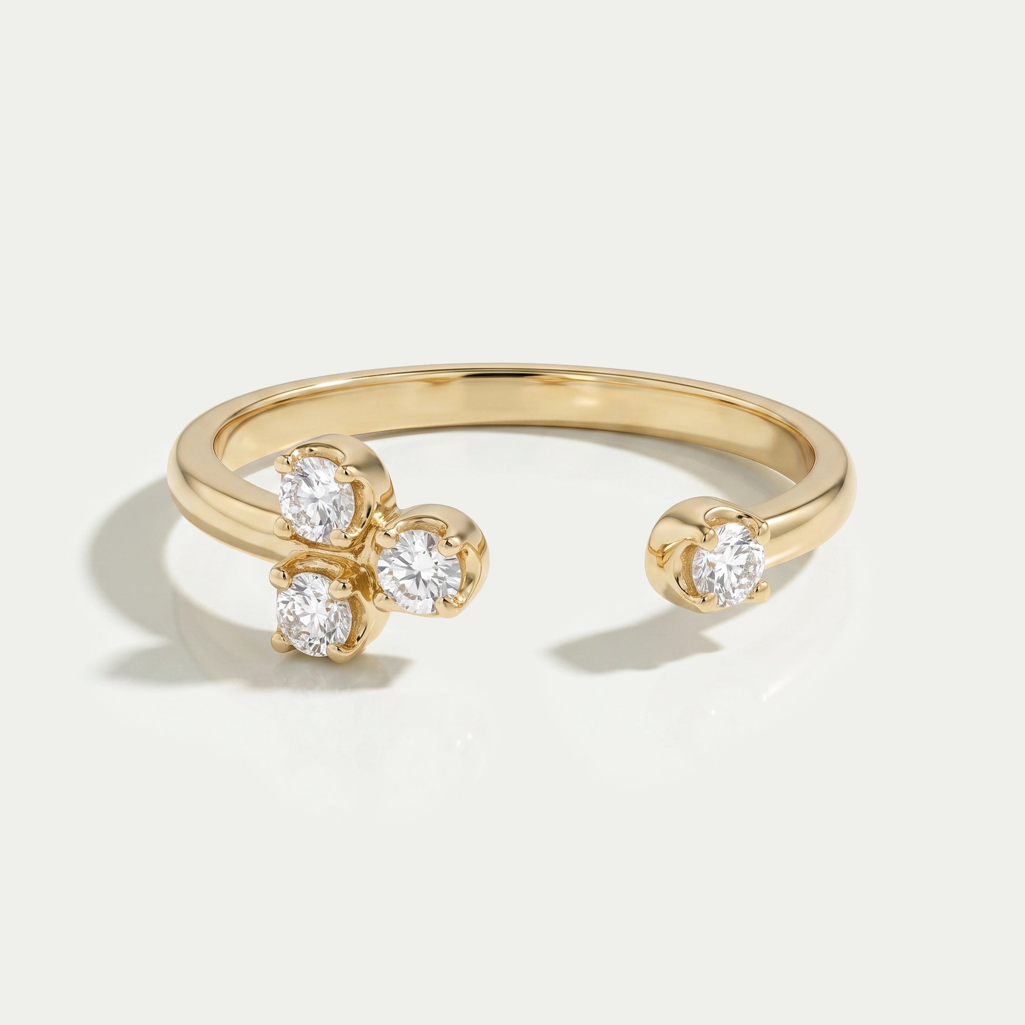Round Diamond Open Cuff Wedding Band Rings