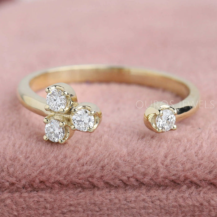 Round Diamond Open Cuff Wedding Band