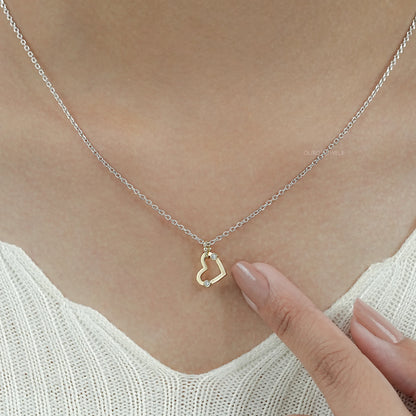 Lab Diamond Open Heart Shape Pendant Necklaces