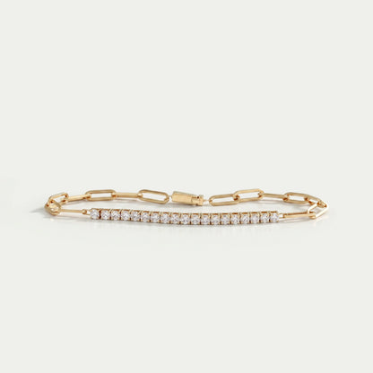 Round Cut Lab Grown Diamond Link Bar Bracelet