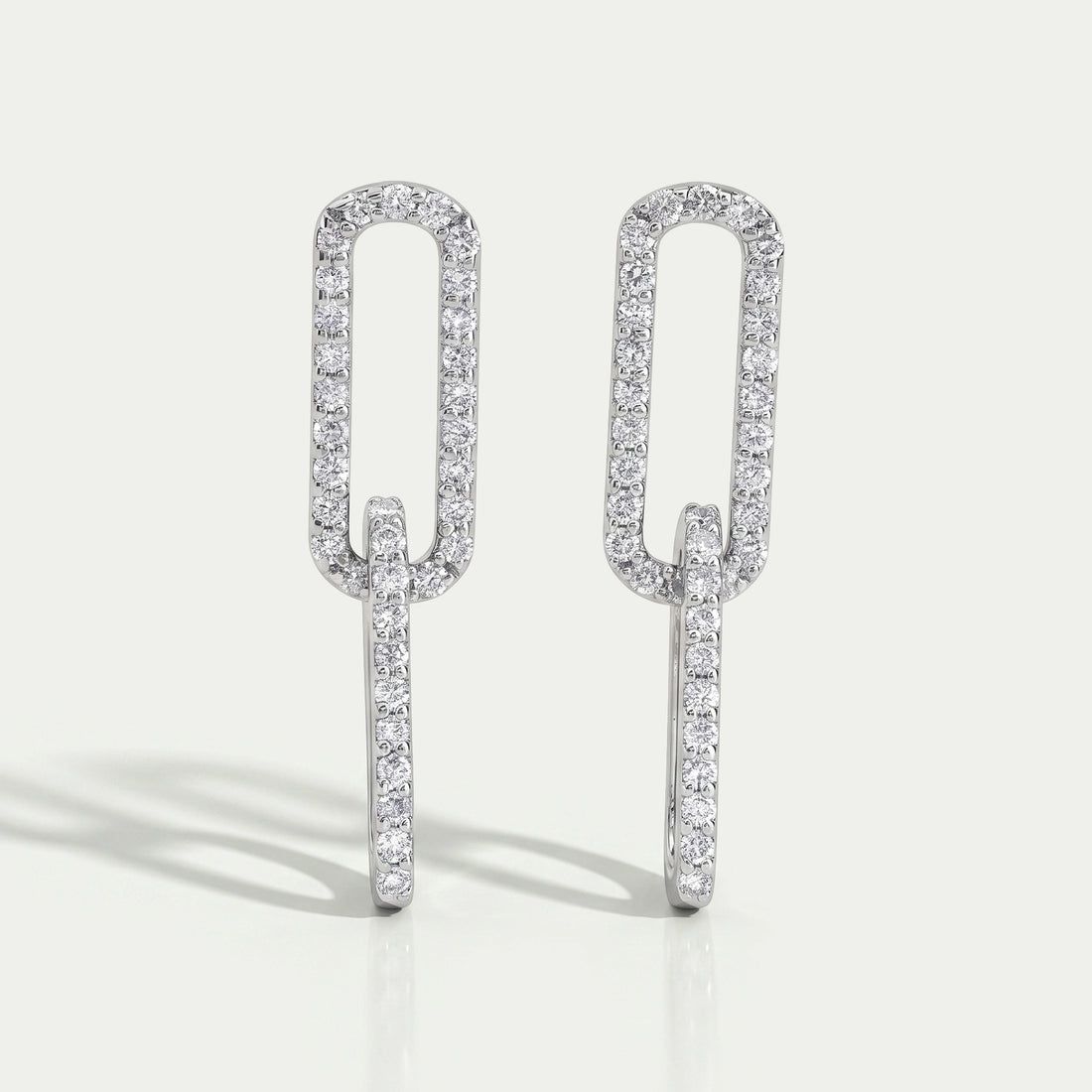 Round Diamond Paper Clip Dangle Earrings