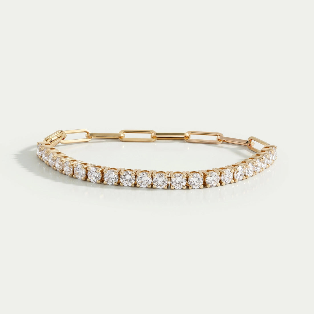 Lab Grown Round Shape Women Bracelet With Paper Clip Chain Bracelet