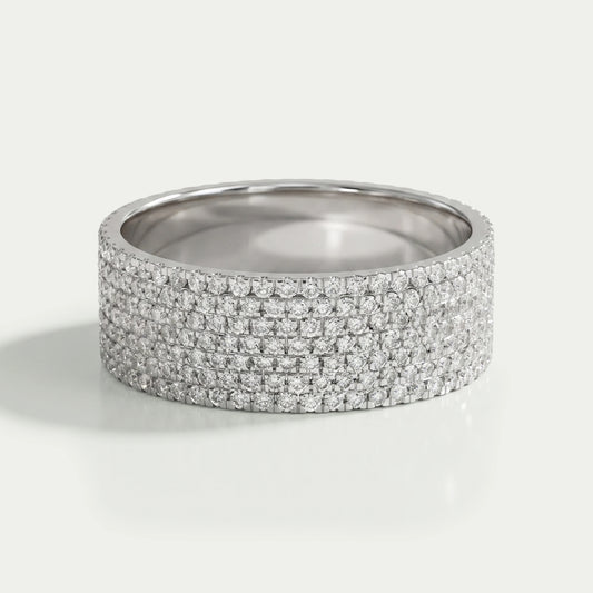 Round Diamond Pave Set Eternity Men's Wedding Band Ring