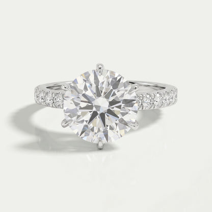 Six Prong Round Lab Grown Diamond Solitaire Ring Rings