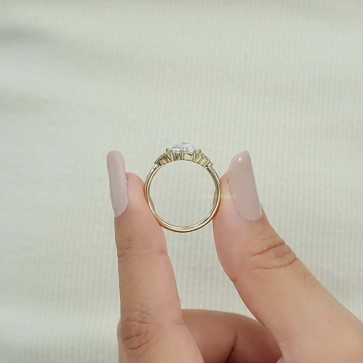 Rose Cut Round Diamond Solitaire Accent Ring Ring