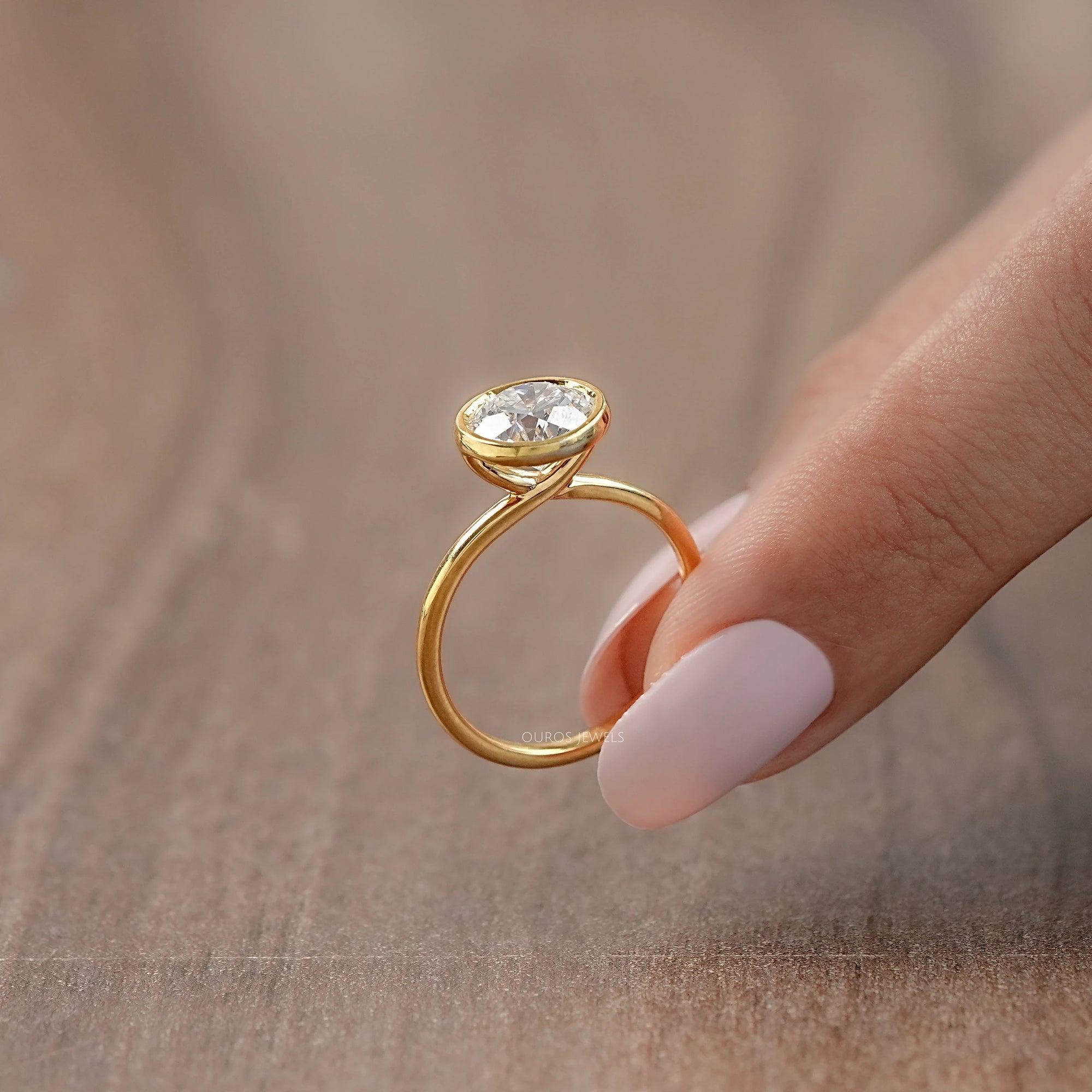 Round Lab Diamond Bezel Solitaire Engagement Ring Rings