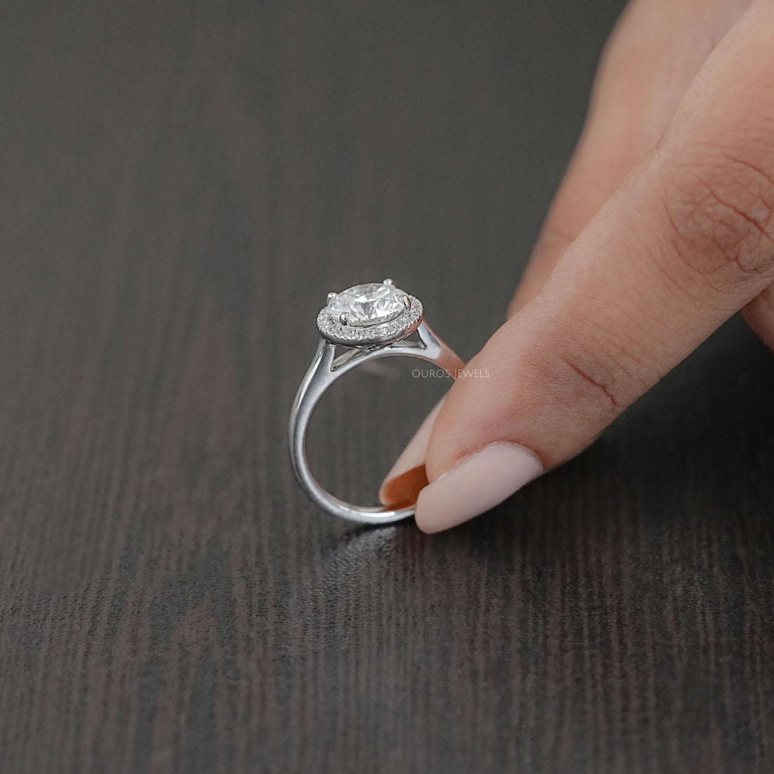 Round Brilliant Cut Halo Diamond Solitaire Engagement Ring Ring