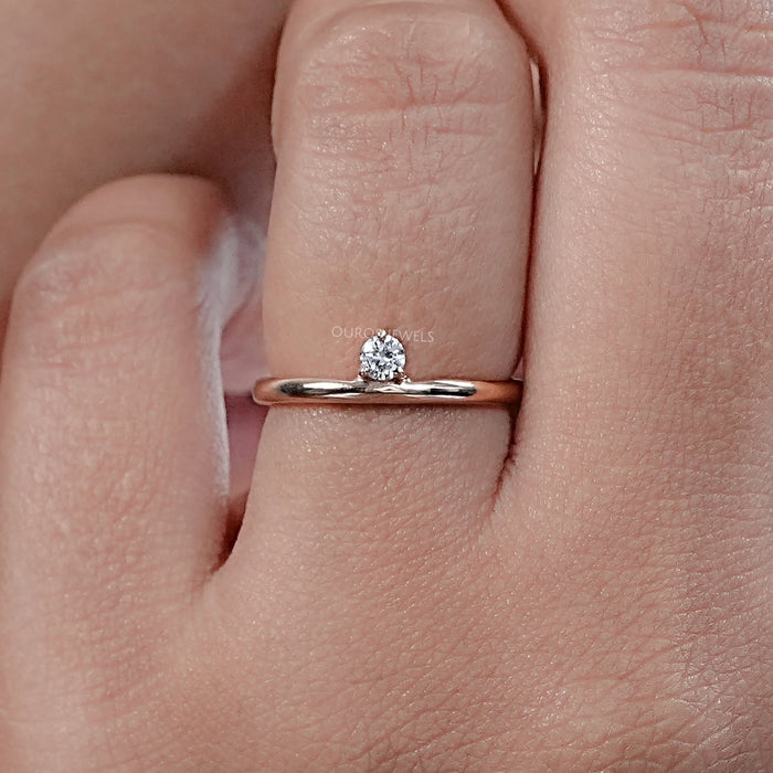 Round Lab Diamond  Solitaire Engagement  Ring