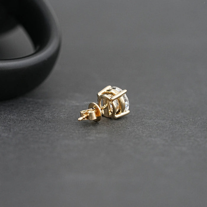 Round Cut Solitaire Stud Earrings For Men