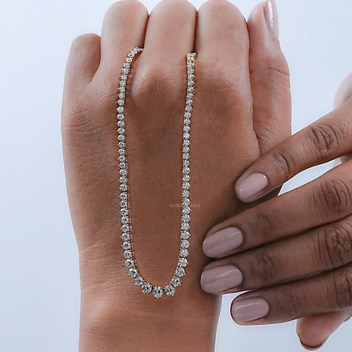 Graduated Brilliant Round Cut Tennis Necklace
