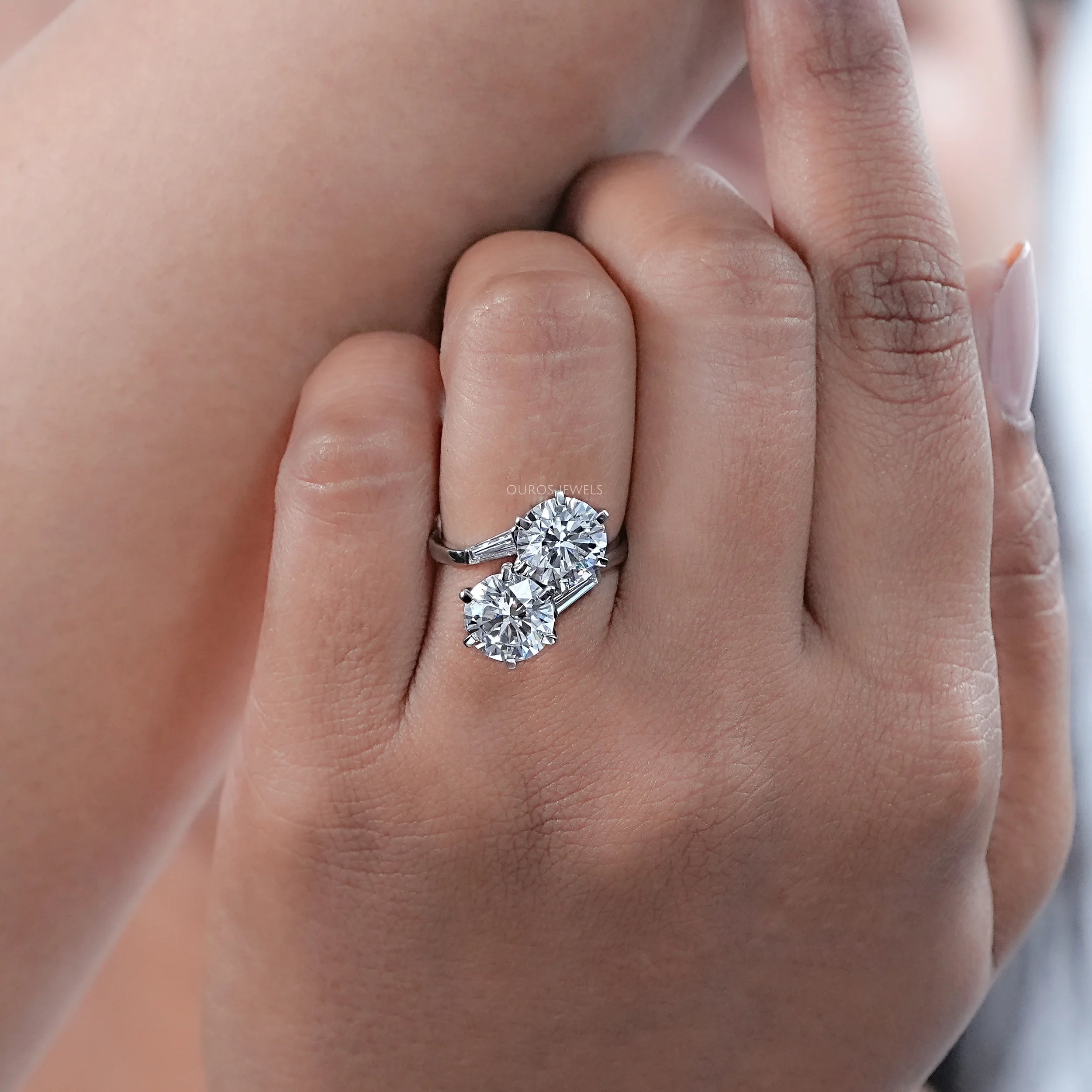 Round Lab Diamond Toi Et Moi Anniversary Ring