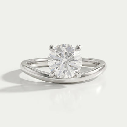 Round Cut Solitaire Wave Diamond Ring