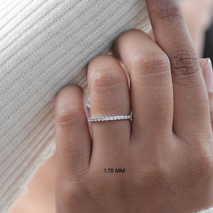 Round Cut Lab Grown Diamond  Half Eternity Wedding Band