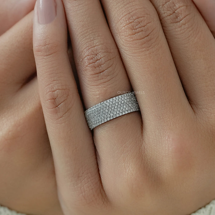 Round Lab Diamond Pave Set Eternity Wedding Band
