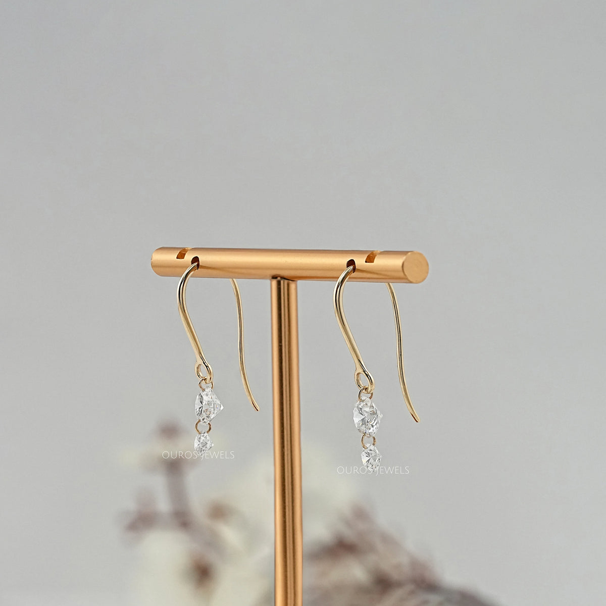 Round Lab Diamond Wire Hook Back Drop Earrings Earring