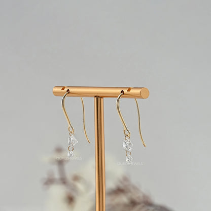 Round Lab Diamond Wire Hook Back Drop Earrings