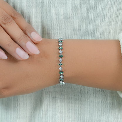 Bracelet à trois pierres rondes en saphir