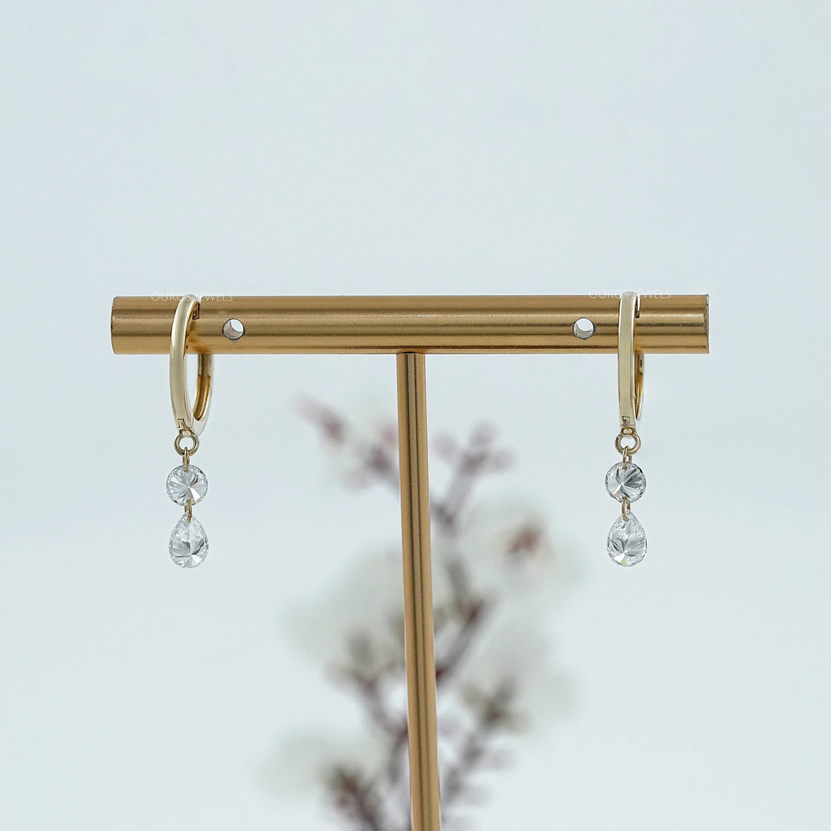 Two Stone Lab Diamond Dangle Hoop Earrings Earring