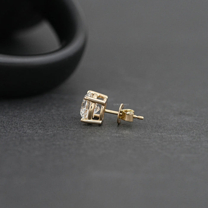 Round Cut Solitaire Stud Earrings For Men