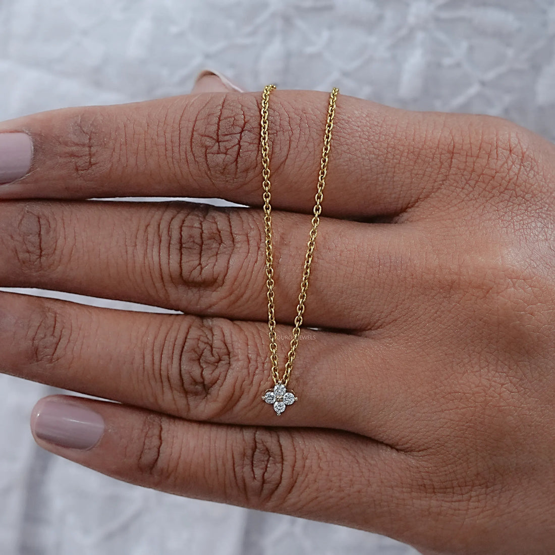 Four Stone Round Cut Lab Diamond Pendant Necklaces