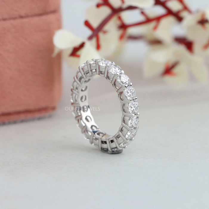 Round Lab Diamond Eternity Wedding Band
