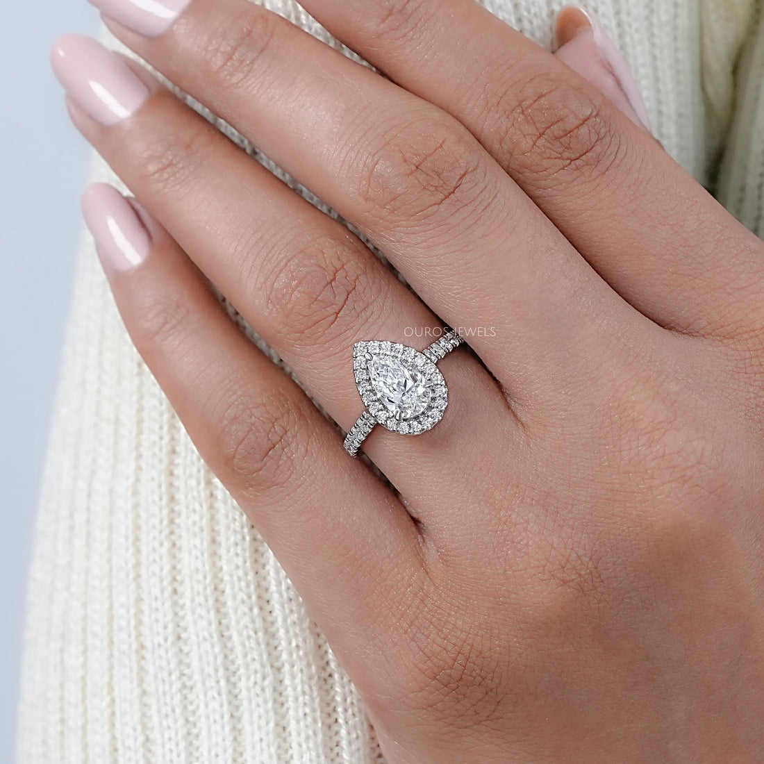 Pear Lab Diamond Halo Eternity Wedding Ring Ring