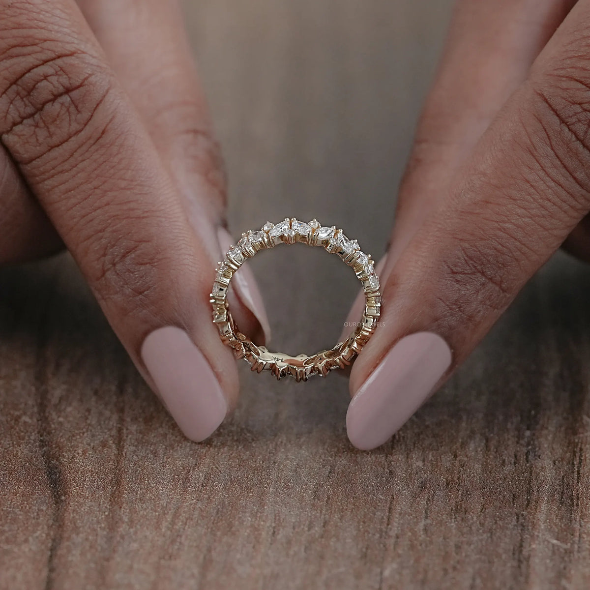 Marquise And Round Diamond Eternity Wedding Band